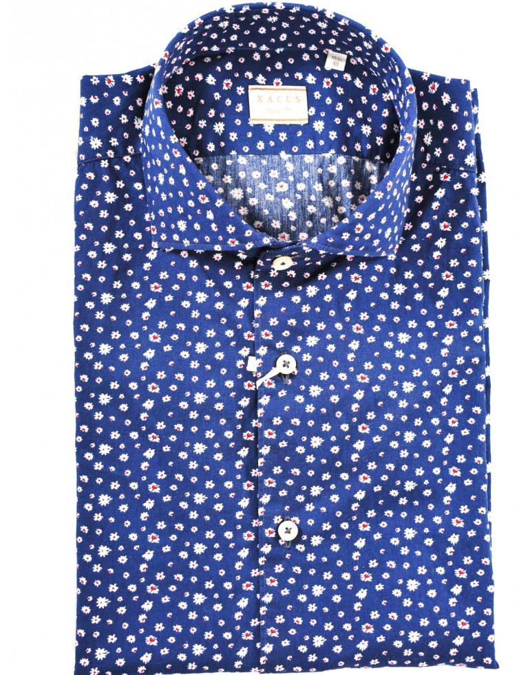 Camicia fiorellini Uomo Xacus 001BLU